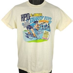 Houston Police Department Charity Relay T Shirt Vintage 80s 1987 Cycling 50/50 M